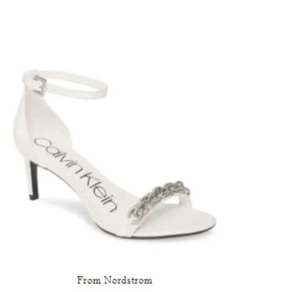 Calvin Klein" Reem 2" Ankle Strap Sandal In White Leather - Picture 4 of 16